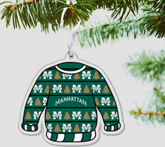 Manhattan University Jaspers 3'' x 4'' Etched Ornament