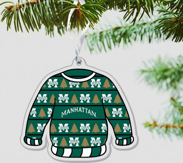 Manhattan University Jaspers 3'' x 4'' Etched Ornament